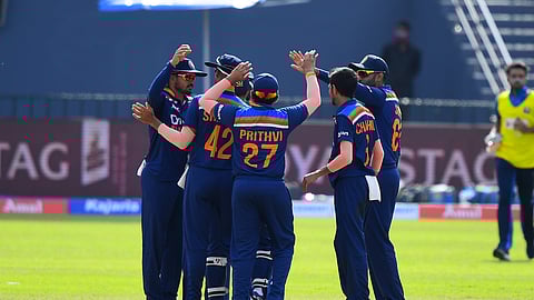 India vs Sri Lanka: Indian team celebrating during the first ODI on Sunday