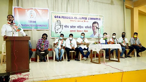 Girish Chodankar adressing in goa congress meeting