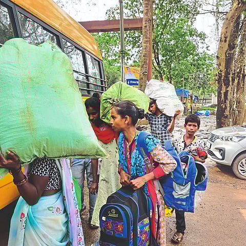 Goa: Workers from Telangana Going their home.