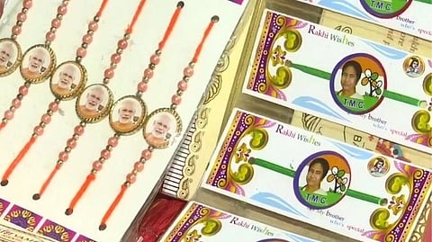 PM Modi And mamta didi face printed rakhis