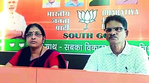 Goa: Suvarna Tendulkar Addressing Press Conference In Margaon.