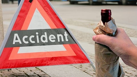 Drunken Gujarati tourist Woman accident on Service Road