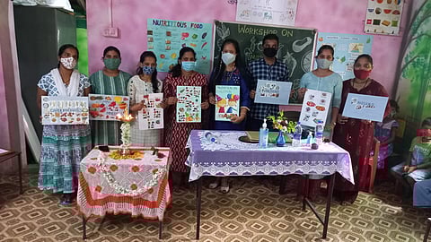Goa: विजयानंद शाळेत पौष्टिक आहारावर घेतलेल्या कार्यशाळेचा एक क्षण