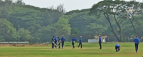 Players seen practicing on cricket ground in Panaji