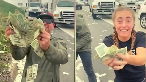 पैसे उचलण्यासाठी लोकांमध्ये चढाओढ