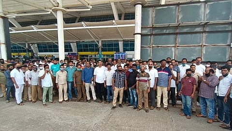 Taxi drivers gathered at Dabolim Airport
