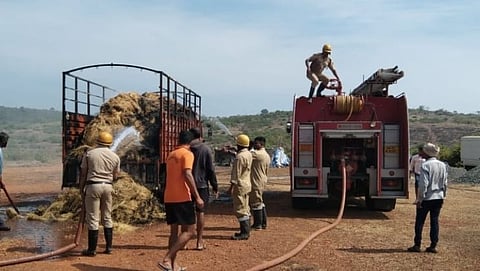 Truck Fire in Wadi Talaulim