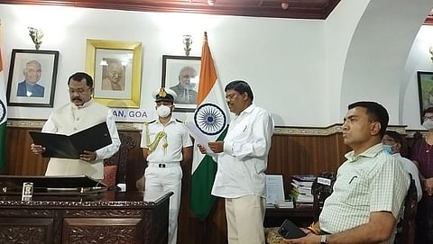 Ganesh Gaonkar takes Oath as proterm speaker of goa assembly