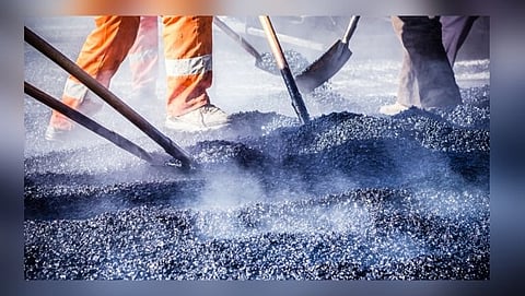 Priol Road Hotmix work begins