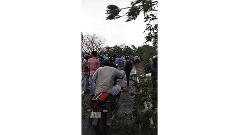 Belgaum was hit by unseasonal rains, trees fell and school roof collapsed