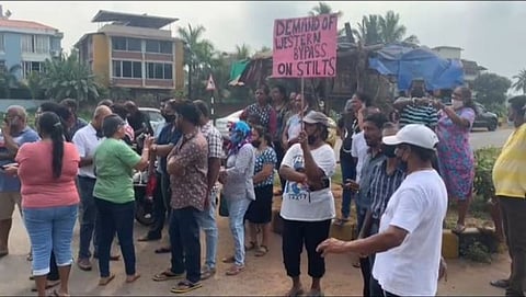 Citizens protest against Western Bypass work in Benaulim, police deployed