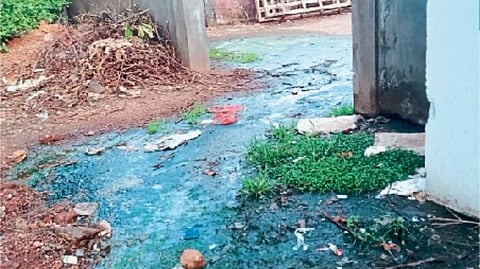Sewage water in open at fish market of Bicholim