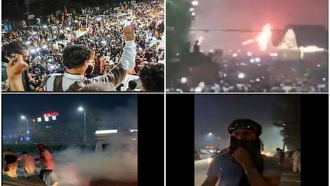 Supporters of Imran Khan set fire to a metro station in Islamabad