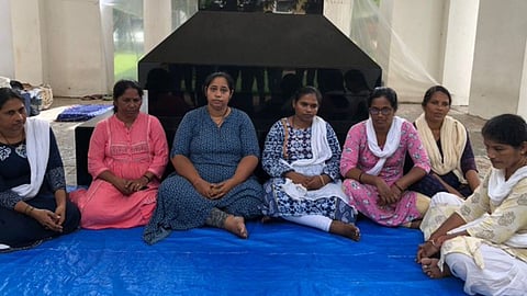 Seven protesting Anganwadi teachers