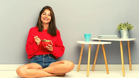Indian Style of Sitting On Floor while Eating