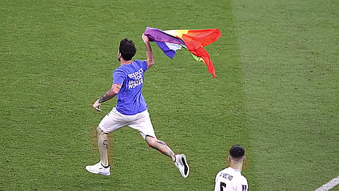 A Man with rainbow flag