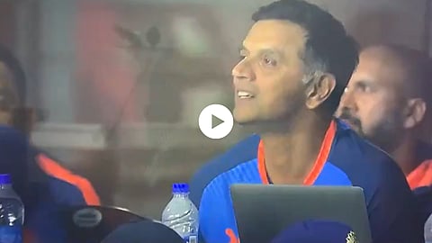 Rahul Dravid reaction as his stats were shown on television screen