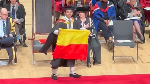Indian Student Unfurls Karnataka Flag