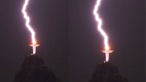 Brazil Statue lightning