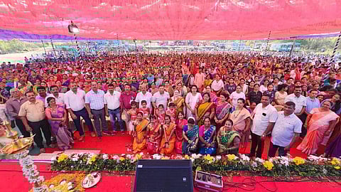 Vishwajit Rane addressing the crowd at the "Women in Power" at Usgao