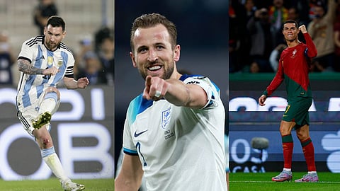 Harry Kane, Lionel Messi and Cristiano Ronaldo