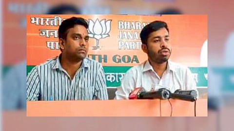 Raghuveer Shirodkar with Shubham Narvekar speaking at the press conference