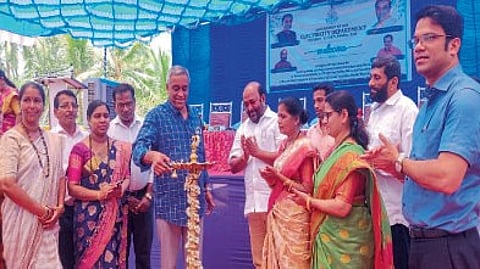 Power Minister Sudin Dhavalikar
while inaugurating the electricity works