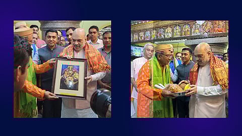 Amit Shah offering prayers at Shree Nagesh Temple