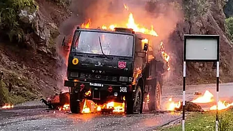 Terrorist attack on Indian army truck