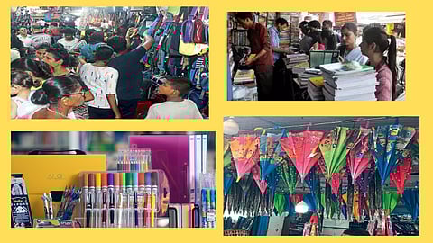 Crowded in the market to buy monsoon materials
