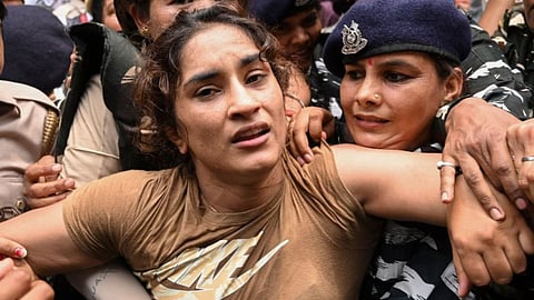 Vinesh Phogat with other Wrestlers arrested by Delhi Police.
