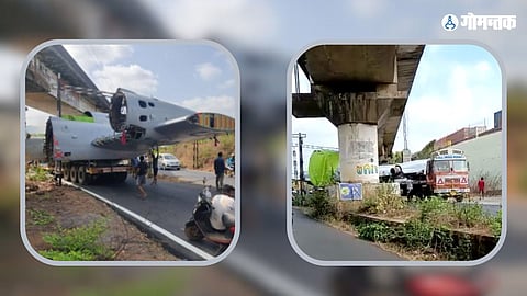 Aircraft gets stuck under a bridge