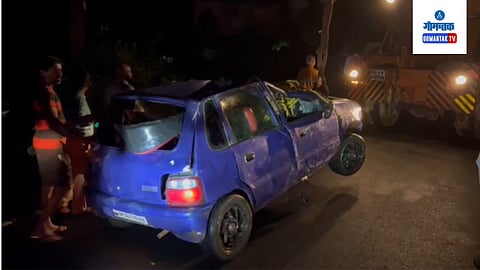car fell from the bridge in Sanguem