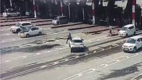 Viral Video Toll employee crushed by car driver