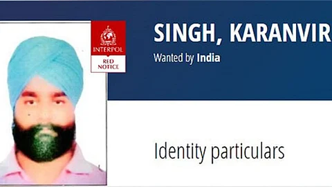 Interpol has issued a red corner notice against Khalistani terrorist Karanveer Singh, who is hiding in Pakistan.