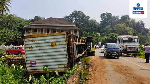 Container Overturned At Thivim