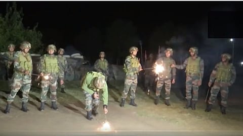 Indian Army Celebrating Diwali At Rajouri.