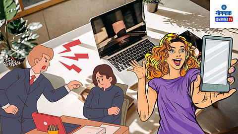 A 'harassing' boss was honeytrapped by two employees.