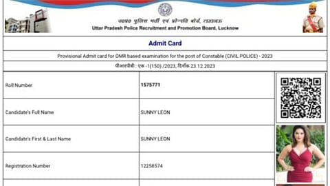 Sunny Leone's photo is on admit card in the Uttar Pradesh police recruitment exam