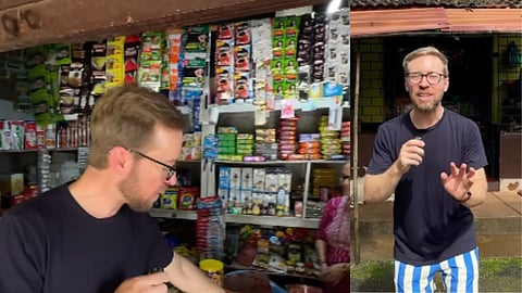 गोव्यातील किराणा दुकानात लटकलेल्या शॅम्पूच्या माळा पाहून अमेरिकन गोरा चक्रावला; म्हणाला, 'फर्स्ट टाईम...'