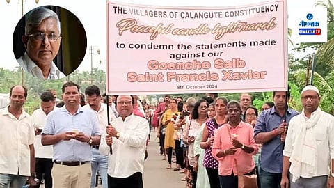 Calangute March against Velingkar: कलंगुटमधील सेंट झेवियर्स यांच्या भाविकांनी एकत्र येत वेलिंगकरांच्या विरोधात शांततापूर्वक निषेध व्यक्त केला