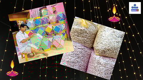 Diwali Festival Goa: बालगोपाळांसह सर्वांचा आनंद द्विगुणित करणारी दिवाळी तोंडावर आल्याने सध्या डिचोलीत सर्वत्र या सणाची लगबग सुरू झाली आहे. दिवाळीच्या साहित्याने बाजारपेठही फुलू लागली असून गावठी पोह्यांसह गोड-तिखट पोहे, चकली, शंकरपाळी, लाडू, चिवडा आदी दिवाळीचा फराळही बाजारात दाखल होत आहे.