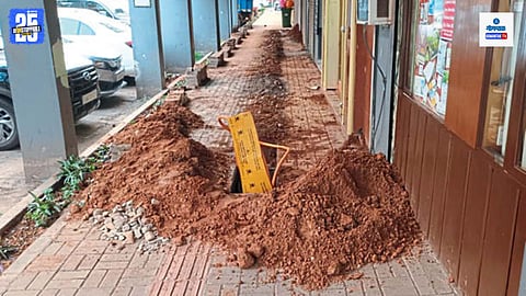 Panaji Smart City Footpaths Dug for Gas Pipeline