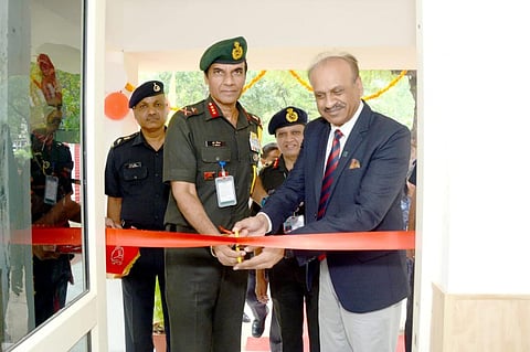 Alok Sharma, Director General Postal Services & Lt Gen Rajinder Dewan, Quartermaster General jointly inaugurating first Permanent Aadhaar Enrolment Centre (PAEC)