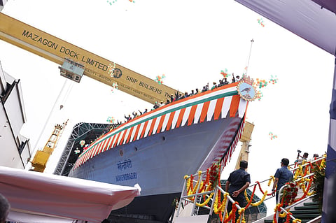 Indian Navy’s Mahendragiri frigate launched in Mumbai