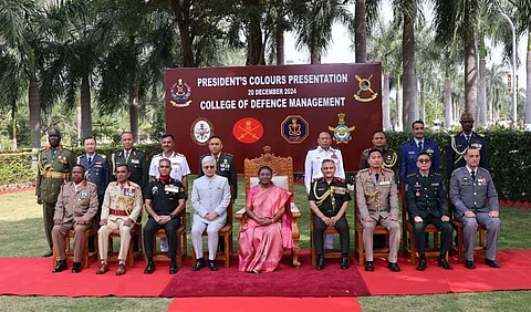 President of India awards Colours to College of Defence Management, Secunderabad