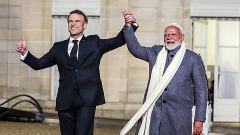 Alt="PM Modi and Emmanuel Macron"
