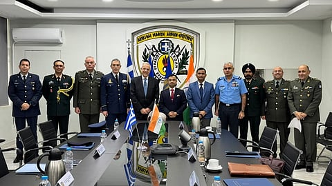 Alt="Ambassador A.H. Michel Spinellis and Dr Amit Telang, Joint Secretary (International Cooperation)"
