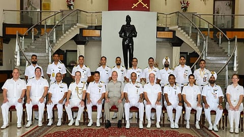 Indian and UK Navy officials during the 17th Executive Steering Group Meeting in New Delhi