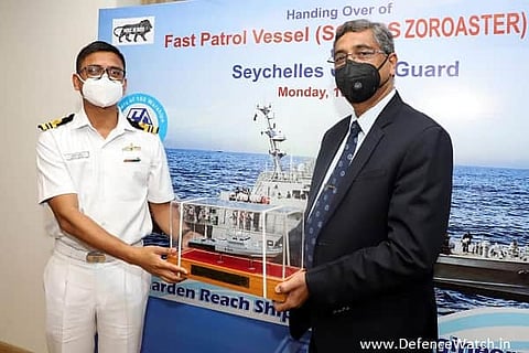 GRSE delivers Zoroster, a Fast Patrol Vessel to Govt of Seychelles